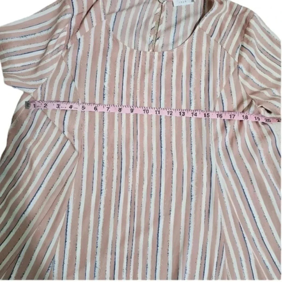 LUSH Pink White Striped Swing Dress L – Boho Minimalist Office Old Money Chic - Picture 7 of 8